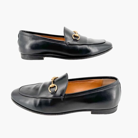 Gucci Jordaan Horsebit Loafer Flat Size 37 US 7 Black Leather Slip On Brixton - Picture 8 of 16